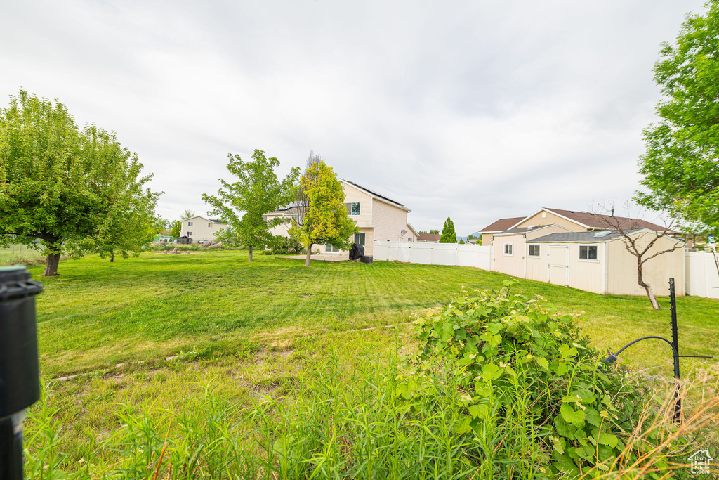 View of yard featuring an outdoor structure