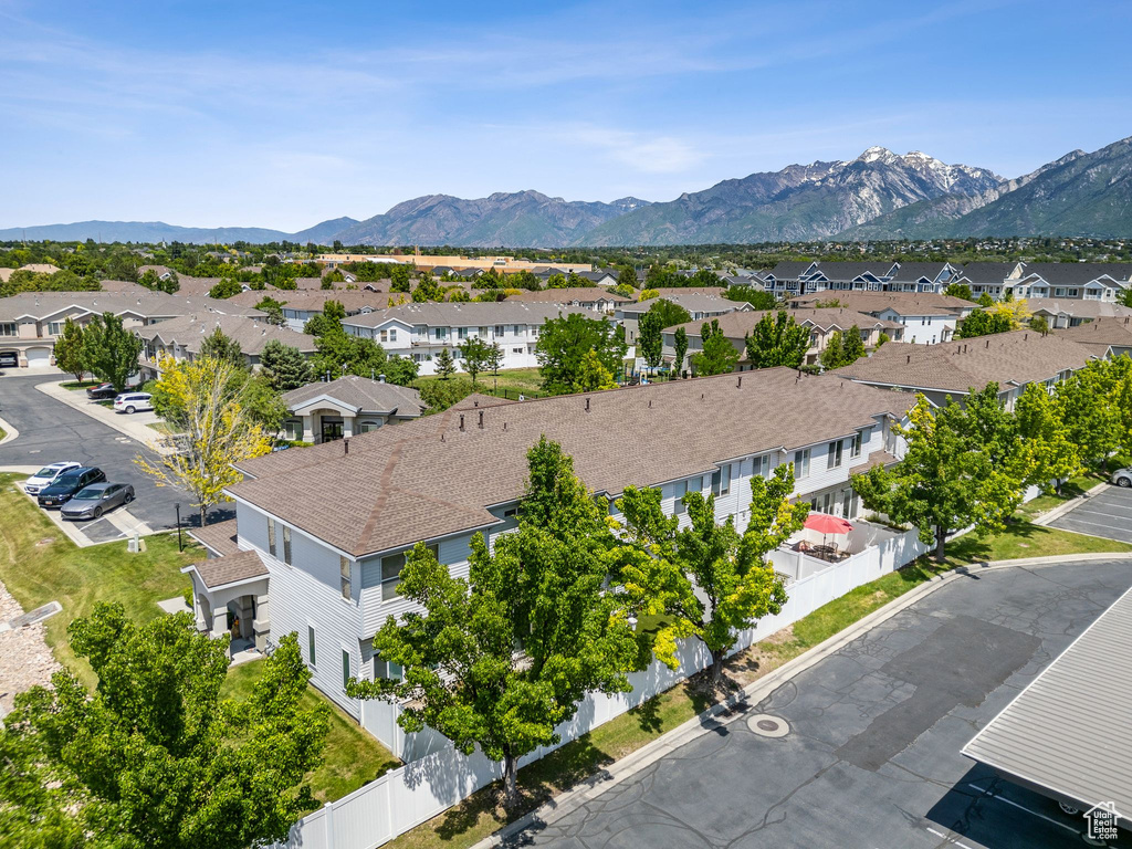 View of mountain background with nearby suburban area