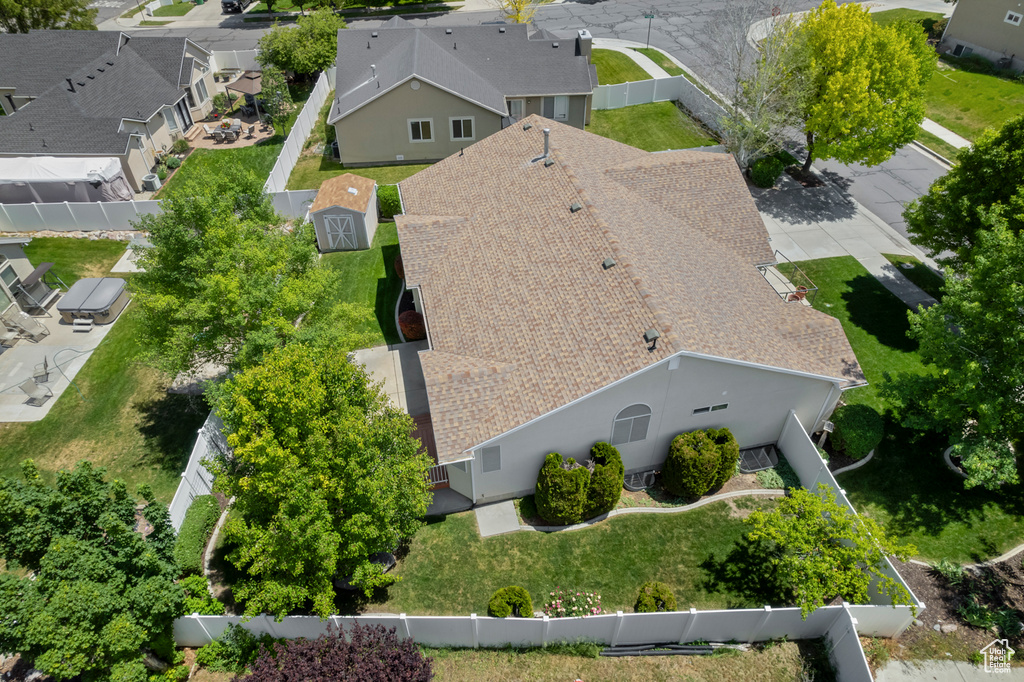 Aerial perspective of suburban area