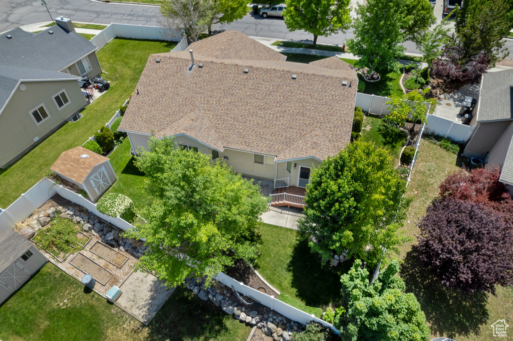 Aerial perspective of suburban area