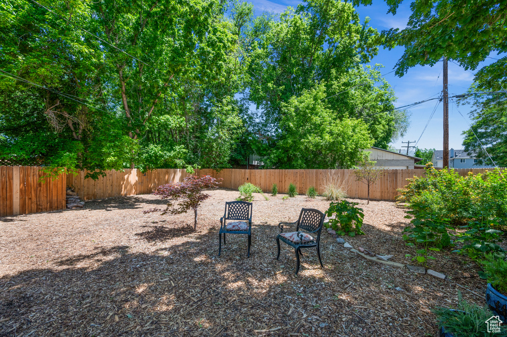 View of fenced backyard