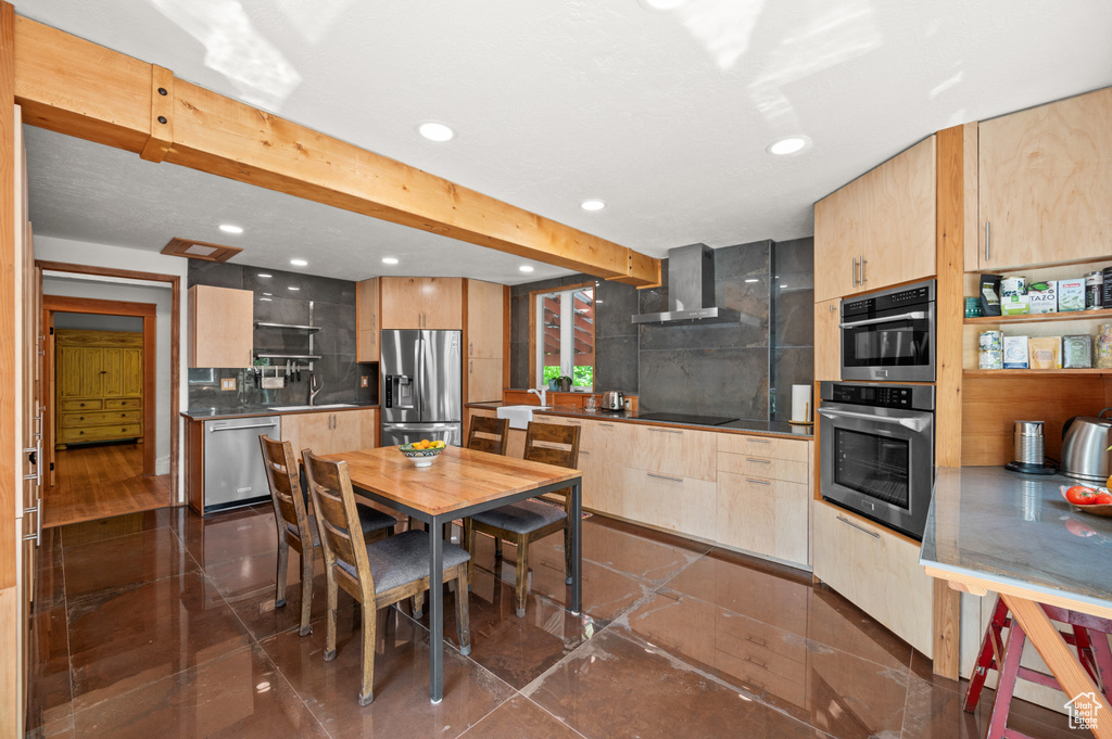 Dining space with recessed lighting