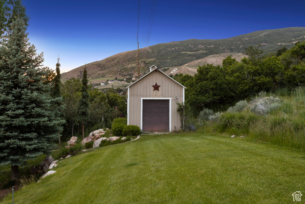 Exterior space with a mountain view