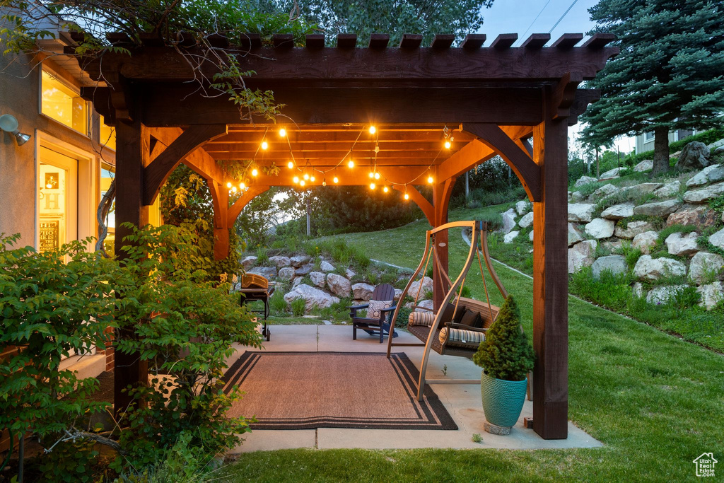 View of patio / terrace with a pergola