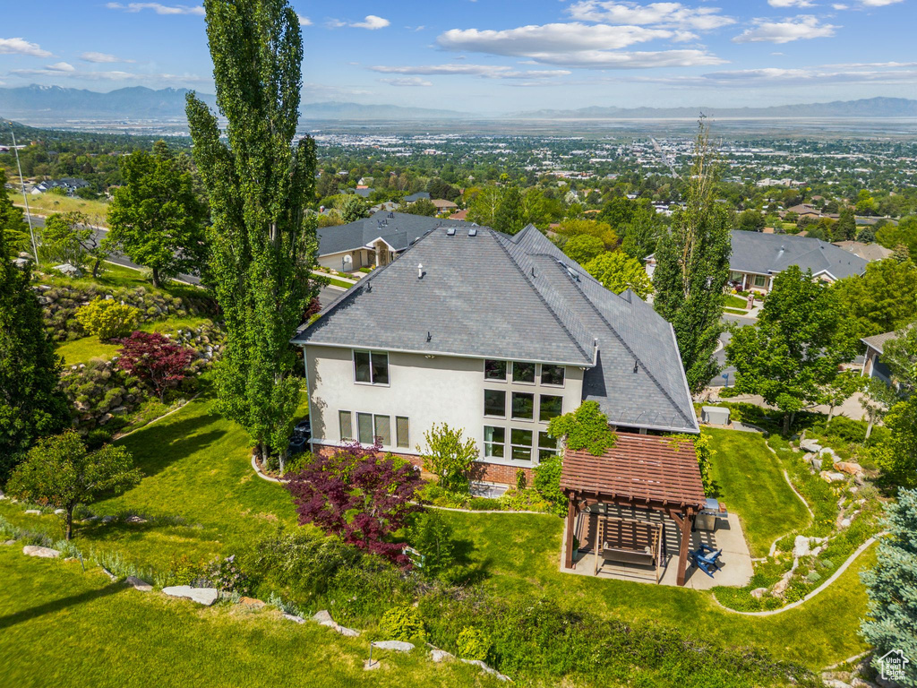 View from above of property with mountains