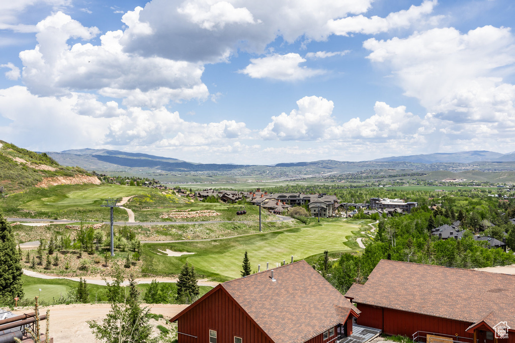 View of mountain backdrop with a local golf course