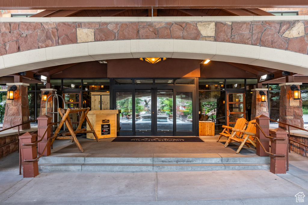 Entrance to property featuring french doors