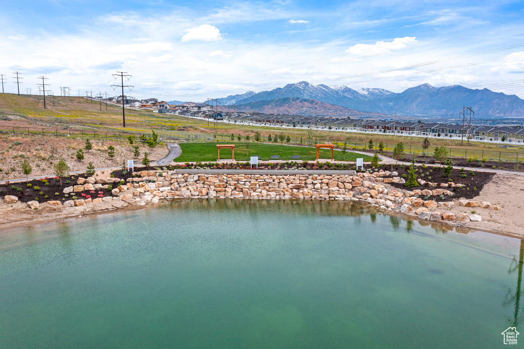 Bird's eye view of a mountainous background