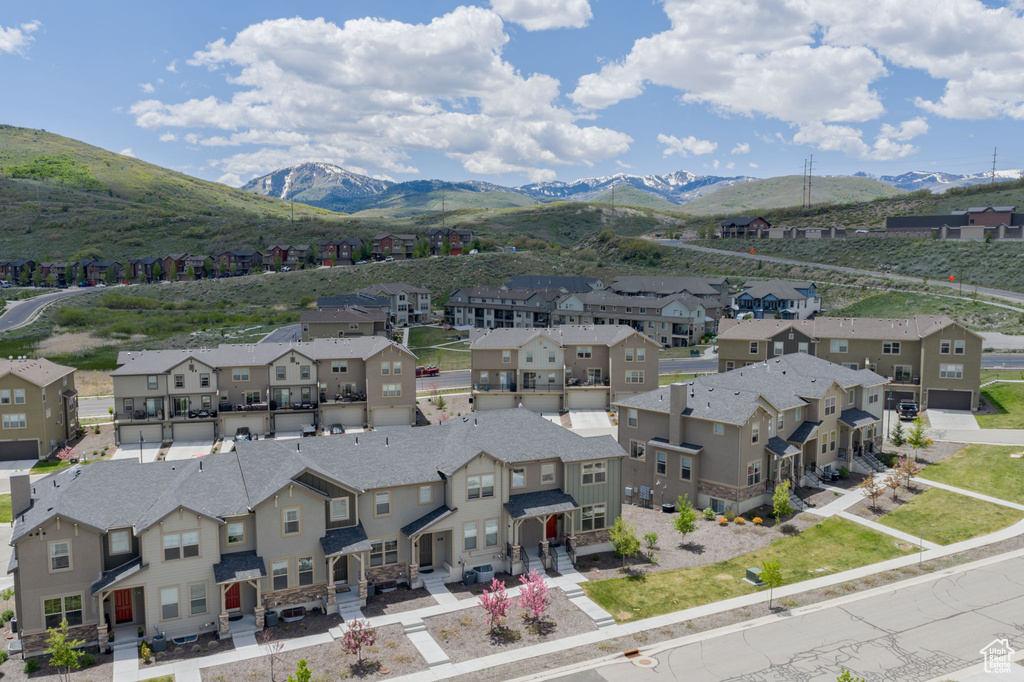 View of mountain background with nearby suburban area