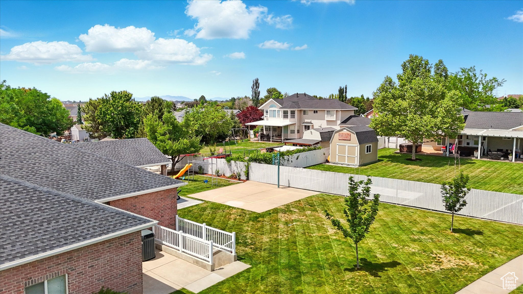 Aerial view of residential area