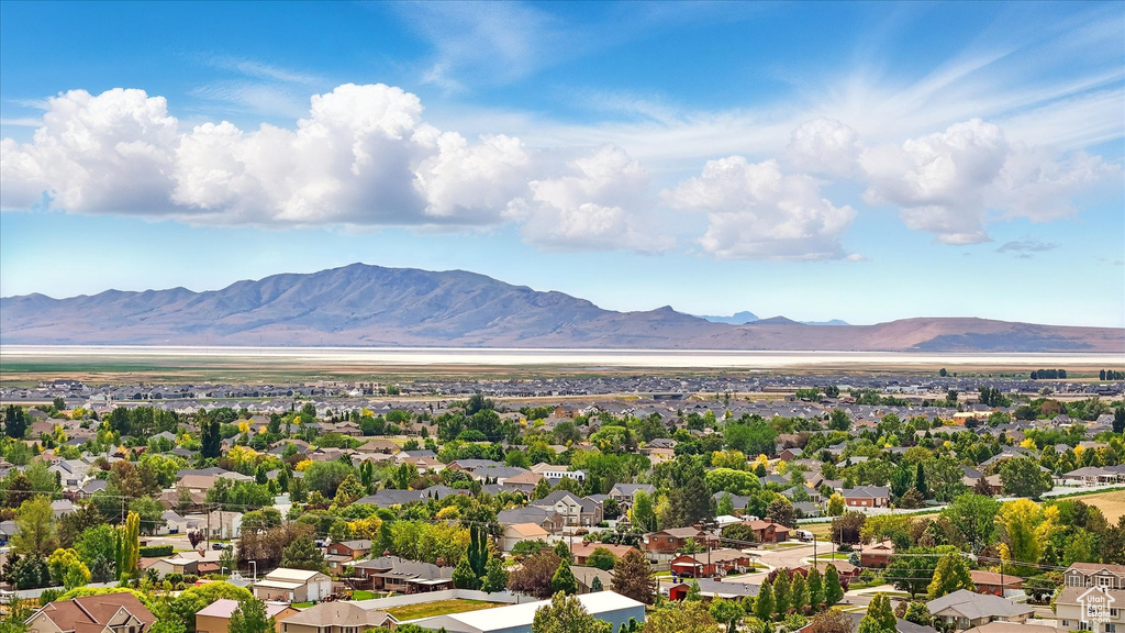 Mountain view featuring nearby suburban area