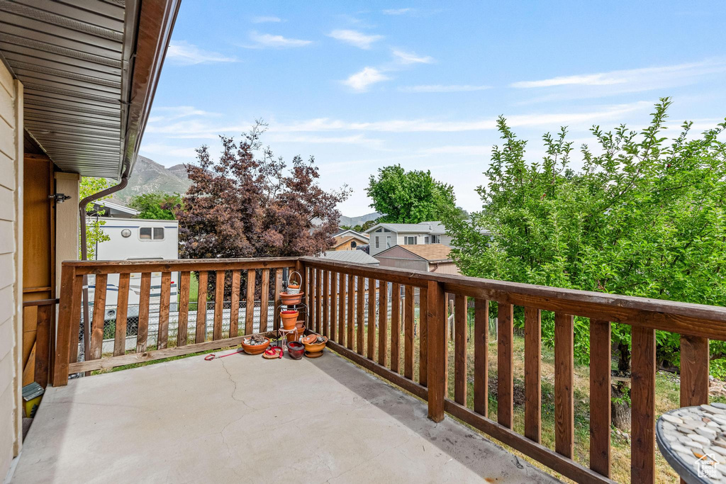 Balcony with a mountain view
