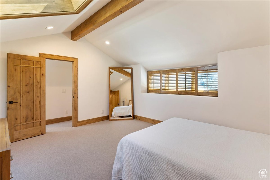 Bedroom with recessed lighting, carpet floors, and baseboards