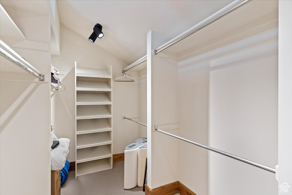 Spacious closet with carpet