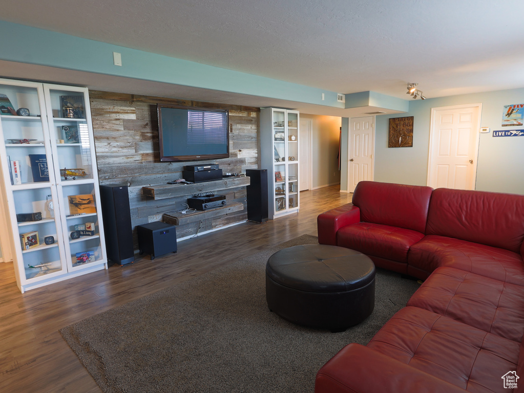 Living room with wood finished floors