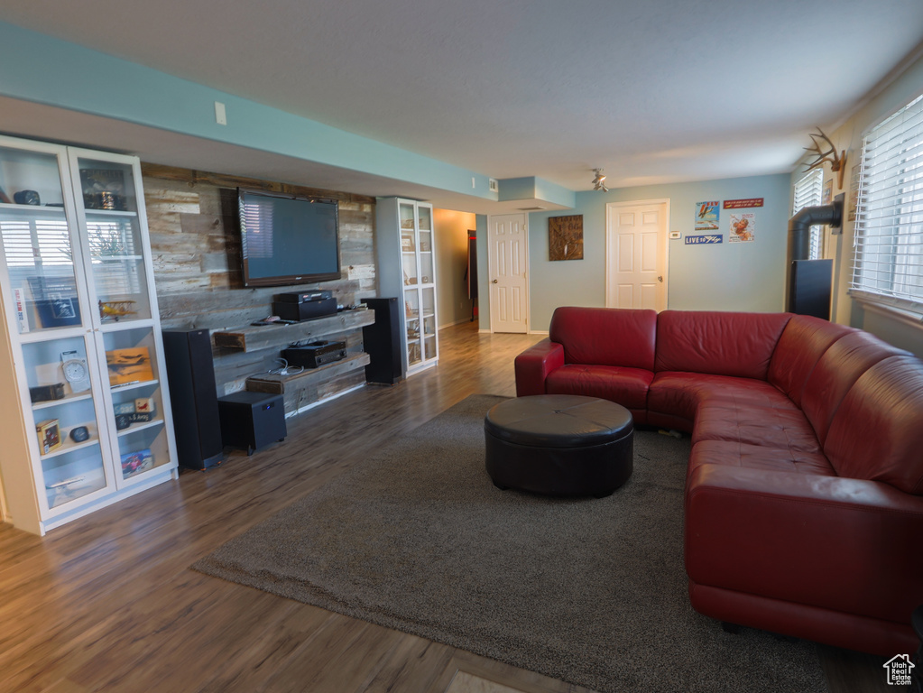 Living room featuring wood finished floors