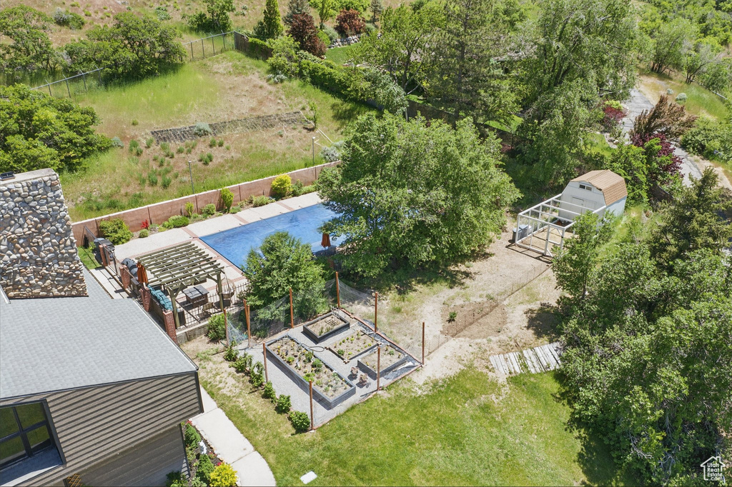 Aerial view of a pool area