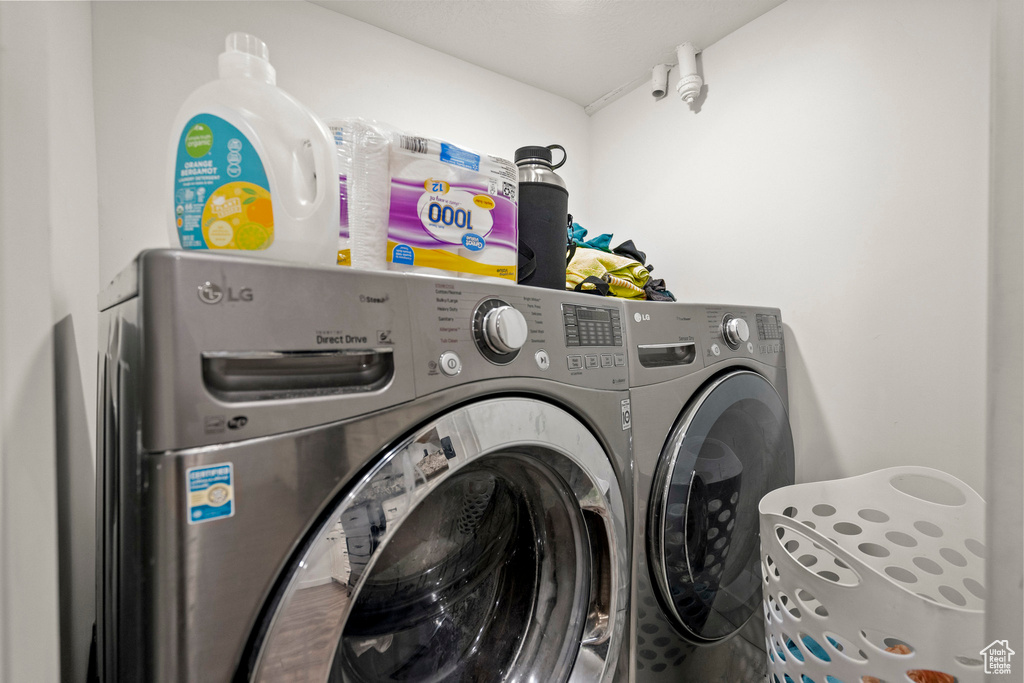 Laundry room featuring washer and dryer