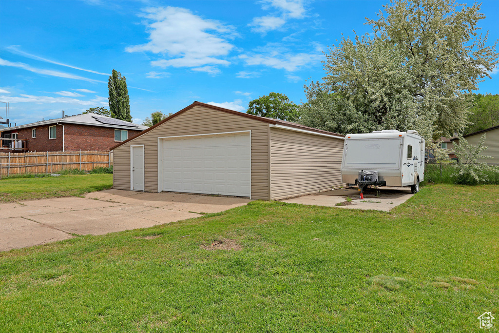 View of detached garage
