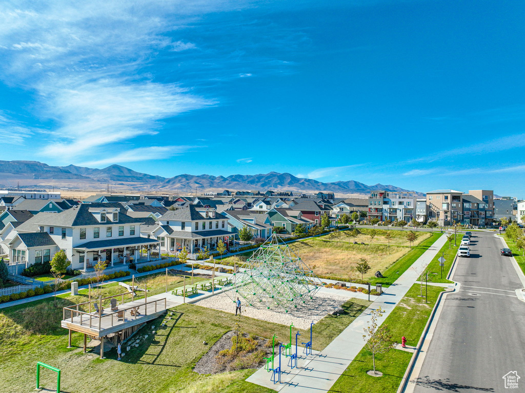 Mountain view featuring nearby suburban area