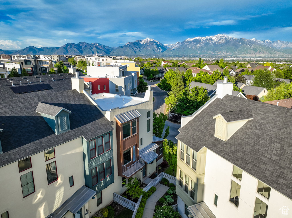 View of mountain backdrop with nearby suburban area