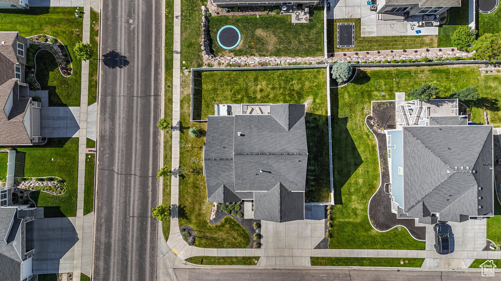 Aerial perspective of suburban area