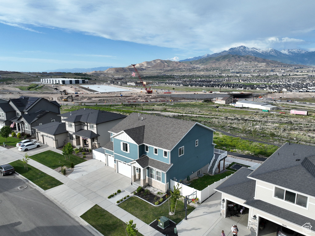 View of mountain background with nearby suburban area