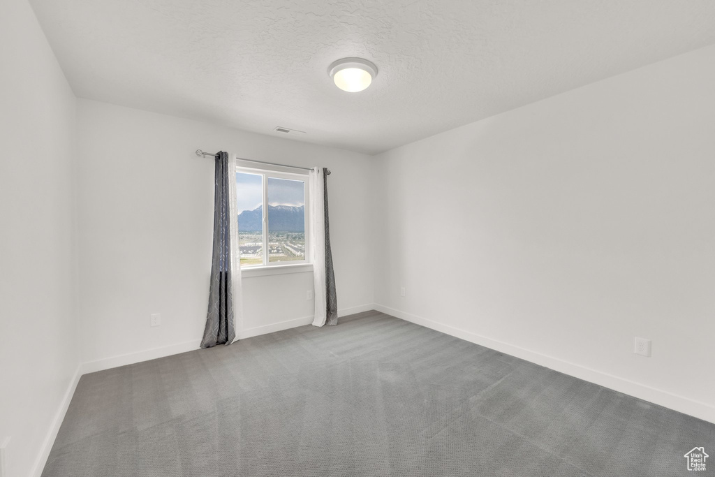 Unfurnished room featuring carpet floors, baseboards, and a textured ceiling