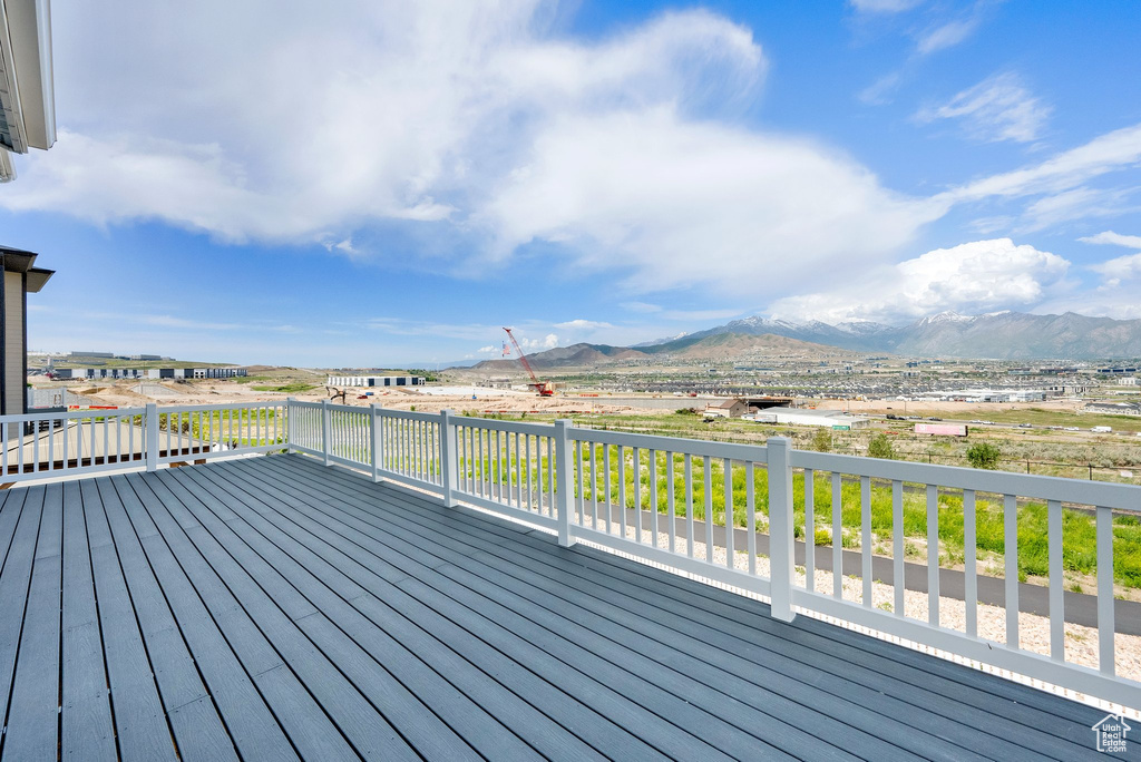 Wooden terrace with a mountain view