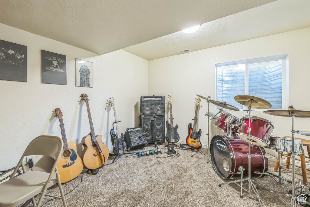 Recreation room featuring carpet