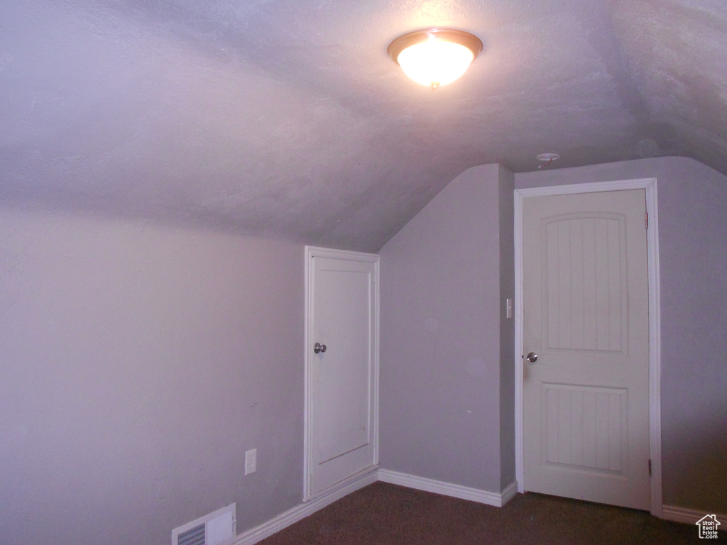 Additional living space with lofted ceiling and baseboards