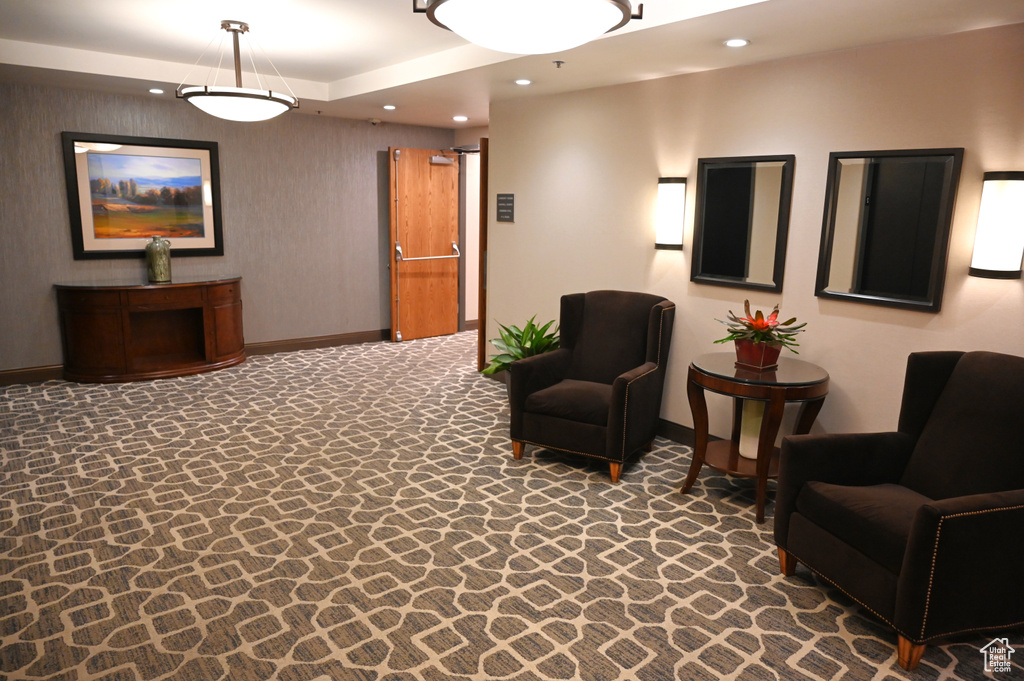 Building lobby with recessed lighting