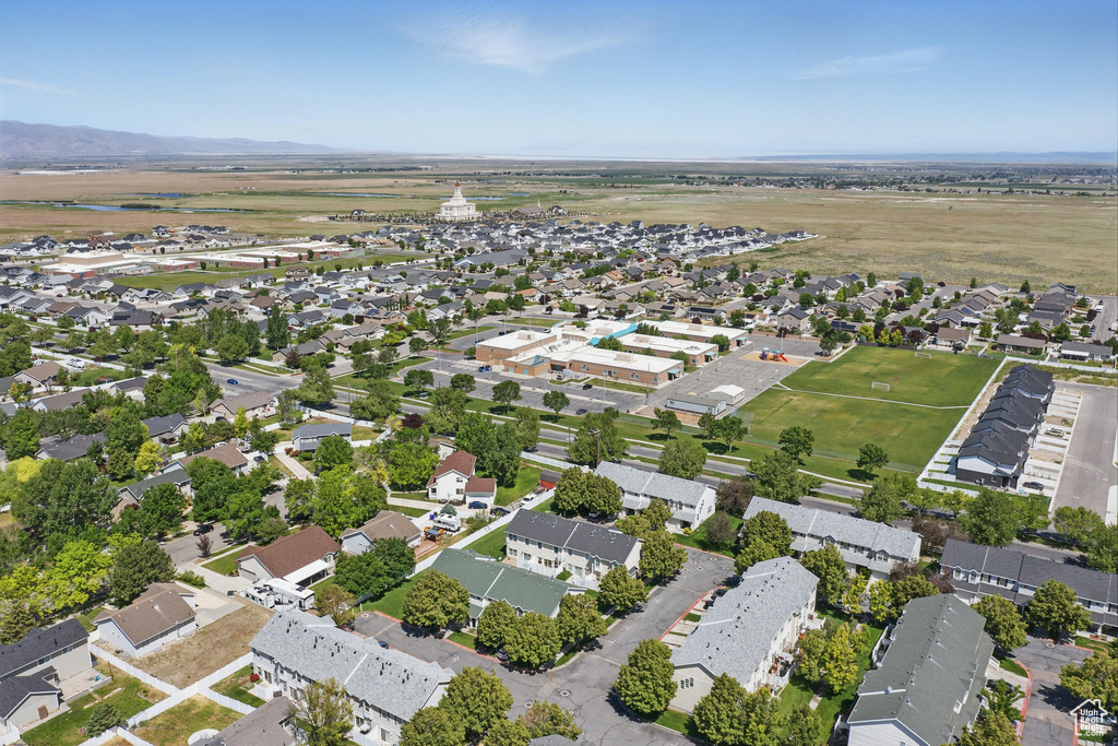 Aerial perspective of suburban area