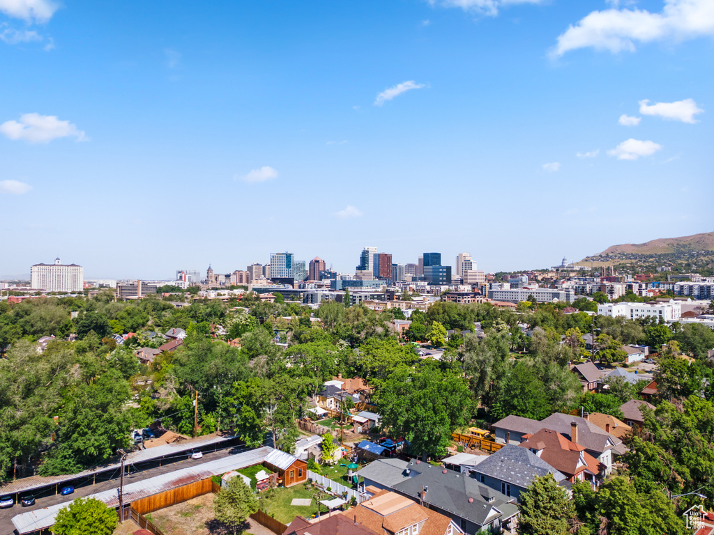 View of urban area with mountains