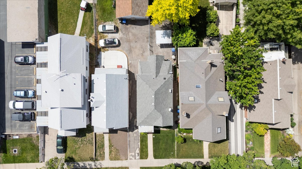 Aerial perspective of suburban area