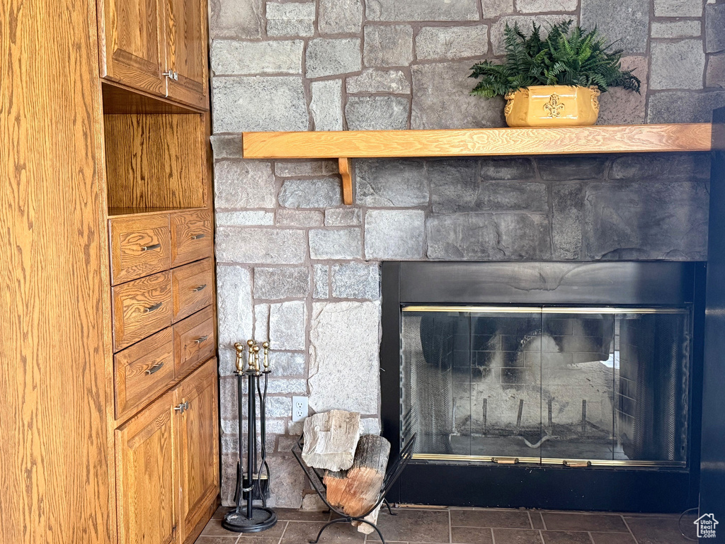Detailed view of a fireplace