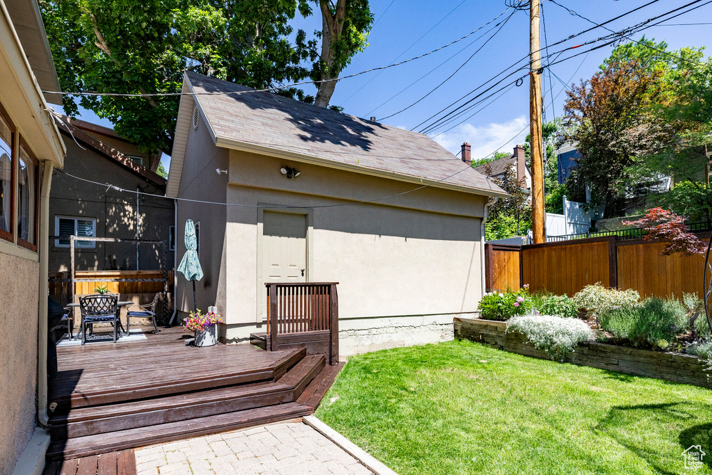View of yard featuring a deck