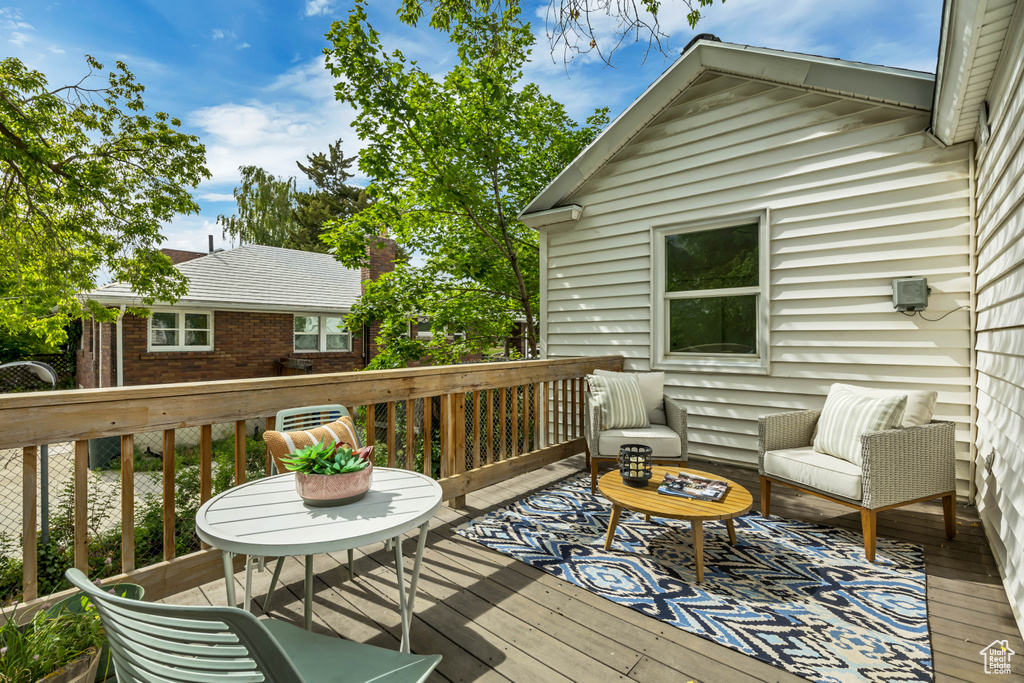 Deck featuring an outdoor living space