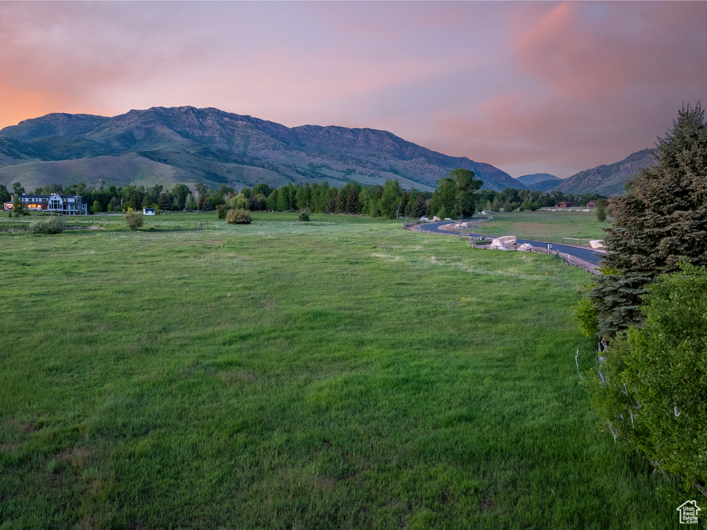Mountain view with rural landscape