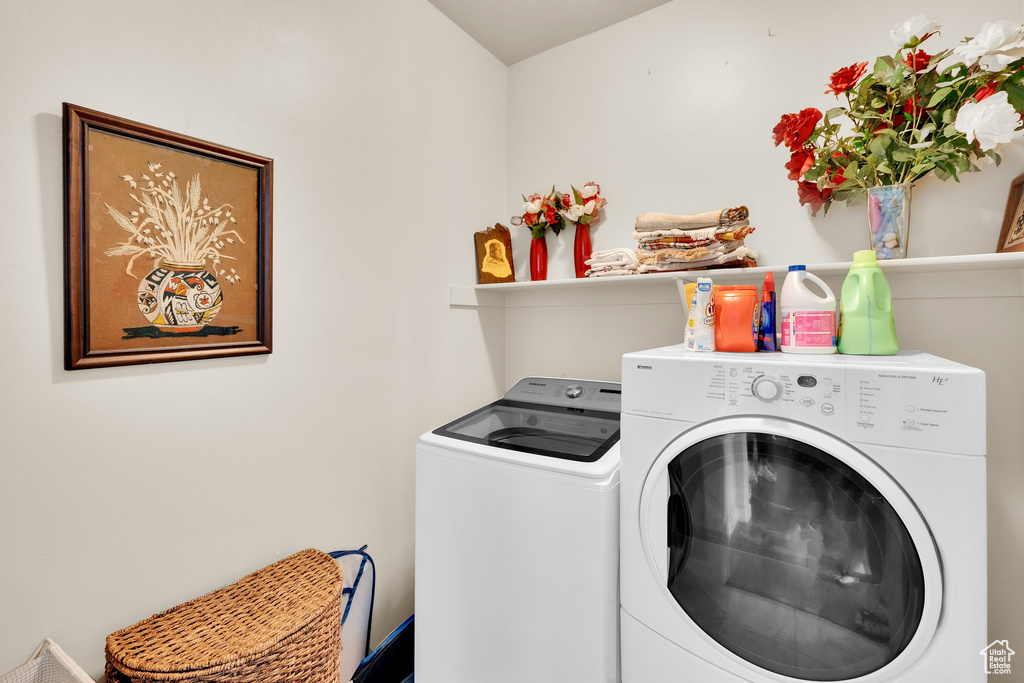 Washroom with separate washer and dryer