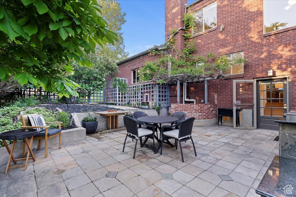 View of patio featuring outdoor dining space