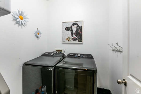 Laundry room featuring washing machine and clothes dryer