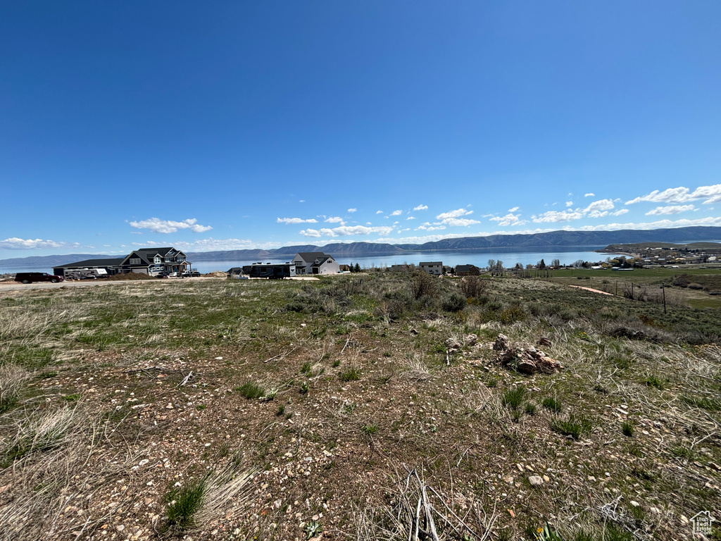 View of mountain background featuring a nearby body of water