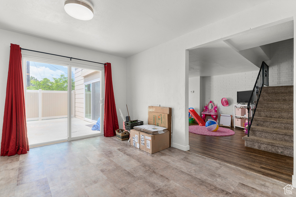 Rec room featuring wood finished floors