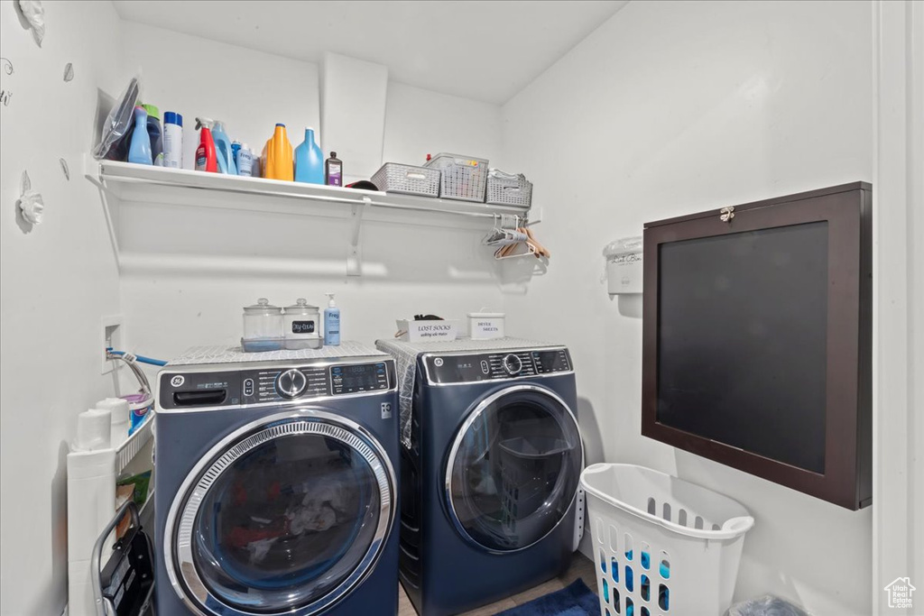 Laundry area featuring washing machine and dryer