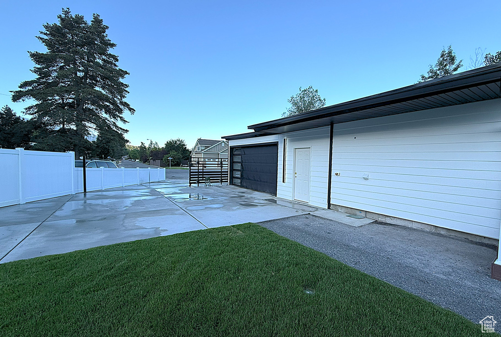 View of yard with a patio and stairway