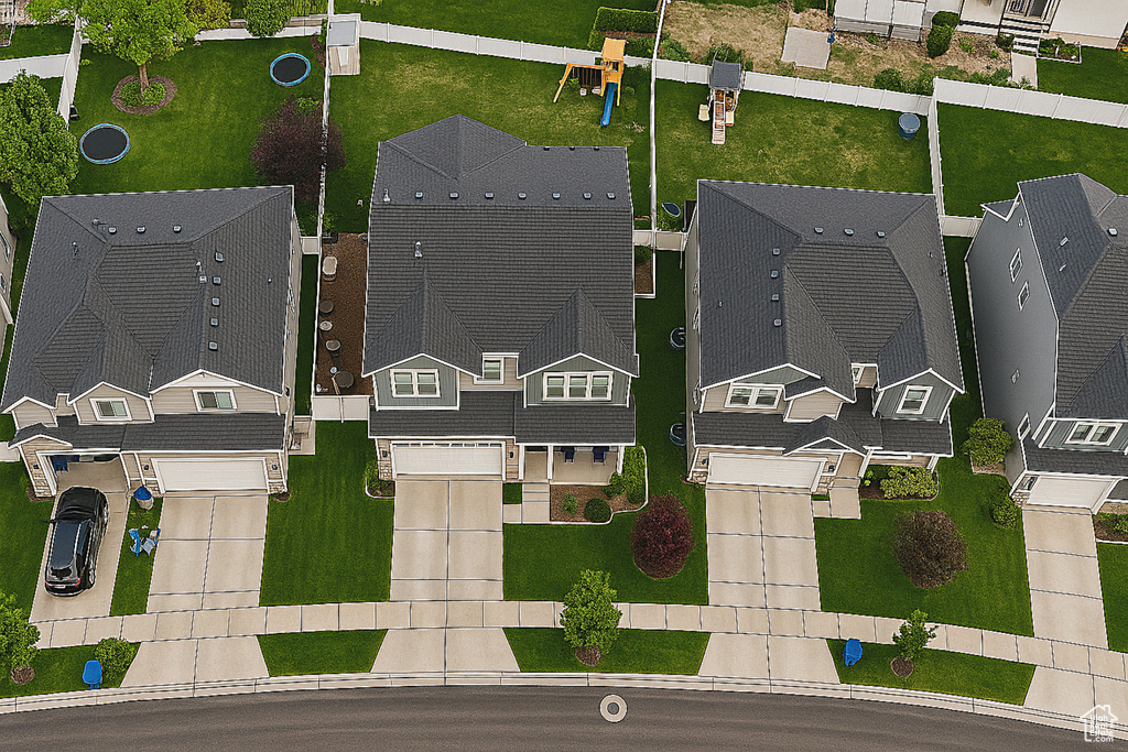 Aerial view of residential area