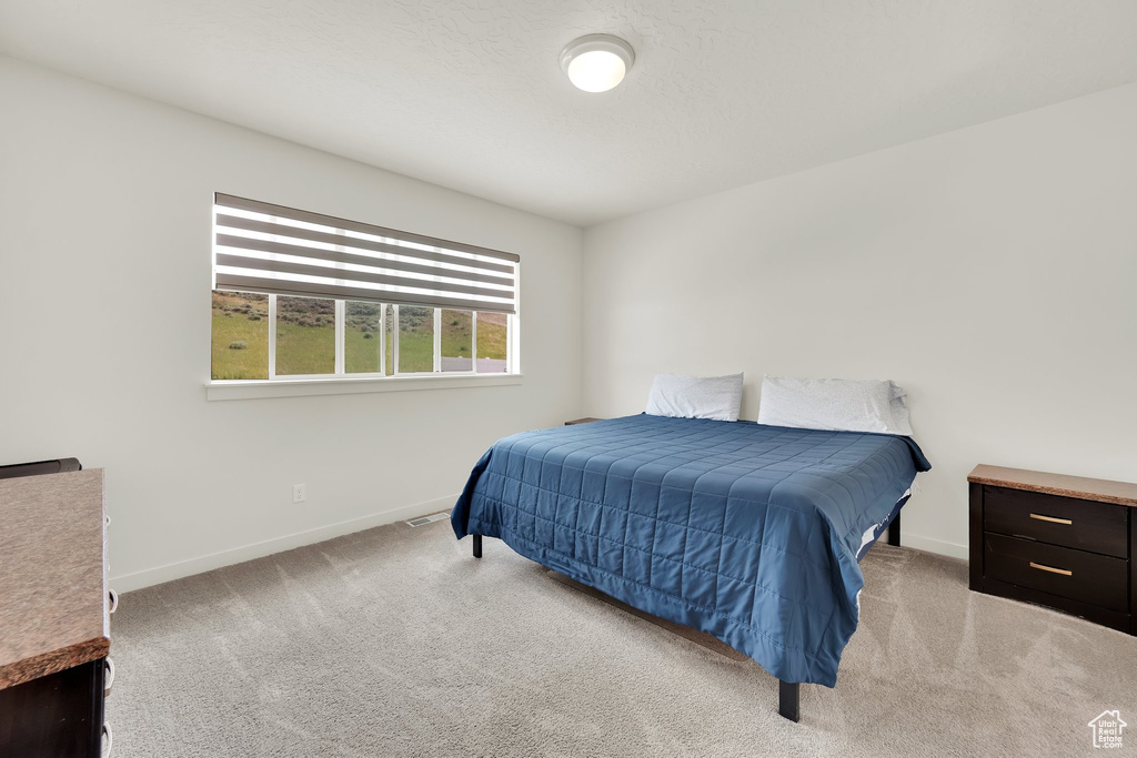 Bedroom with carpet and baseboards