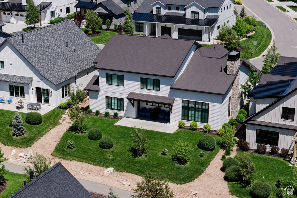 Aerial view of residential area