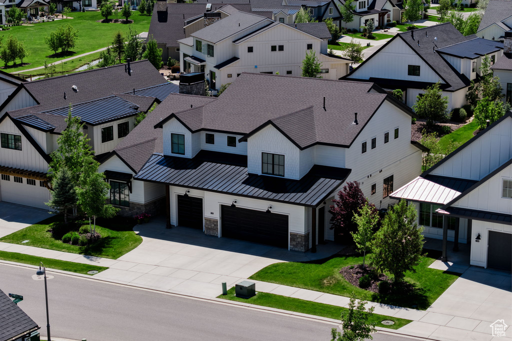 Aerial view of residential area